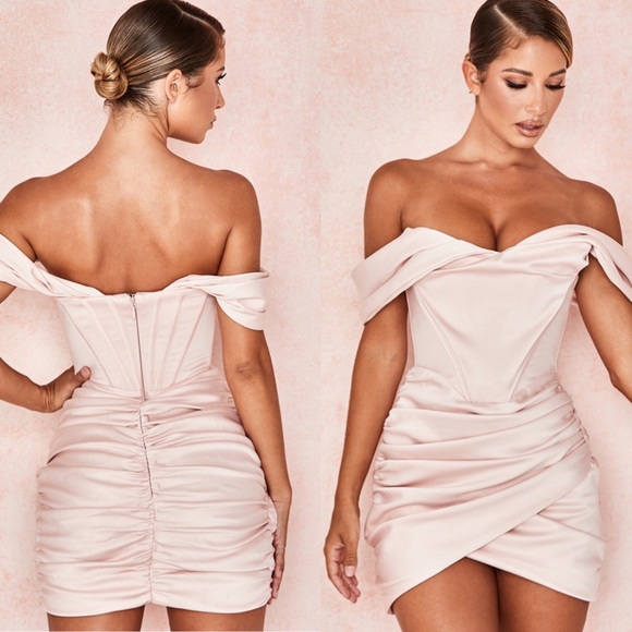 House Of CB 'Coraline' Blush Satin Corset Dress size Large - Picture 3 of 14